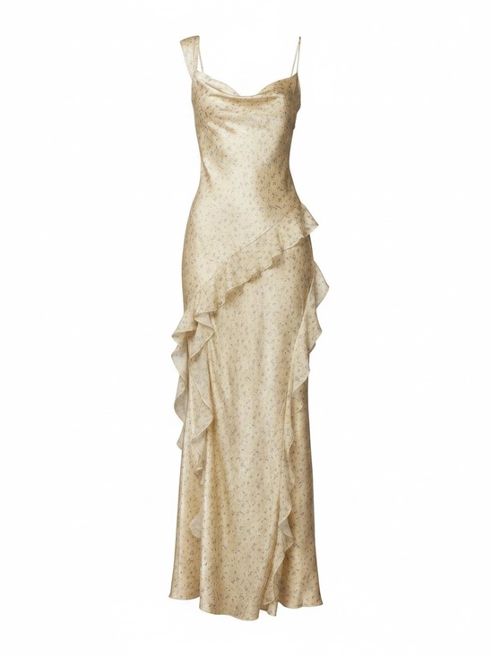 For Love And Lemons Dresses & Skirts - For Love & Lemons Sawyer Ruffled Maxi Dress Yellow Floral (M) NWT